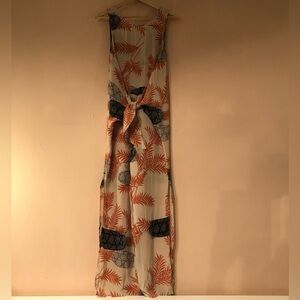 ASOS Jumpsuit Palm Leaf Print Sleeveless Knot Tie Loose Viscose Pyjama Kimono